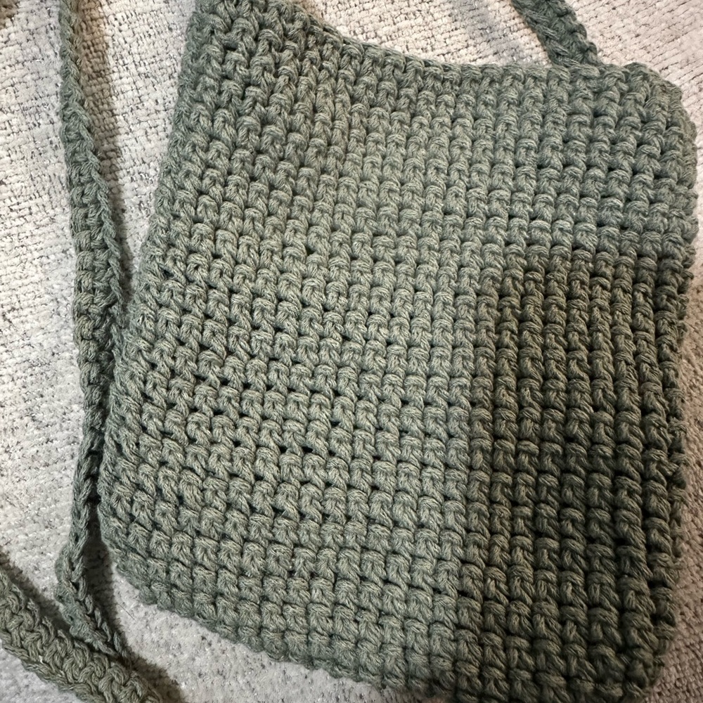 Handcrafted Green Crochet cell phone purse. One available-